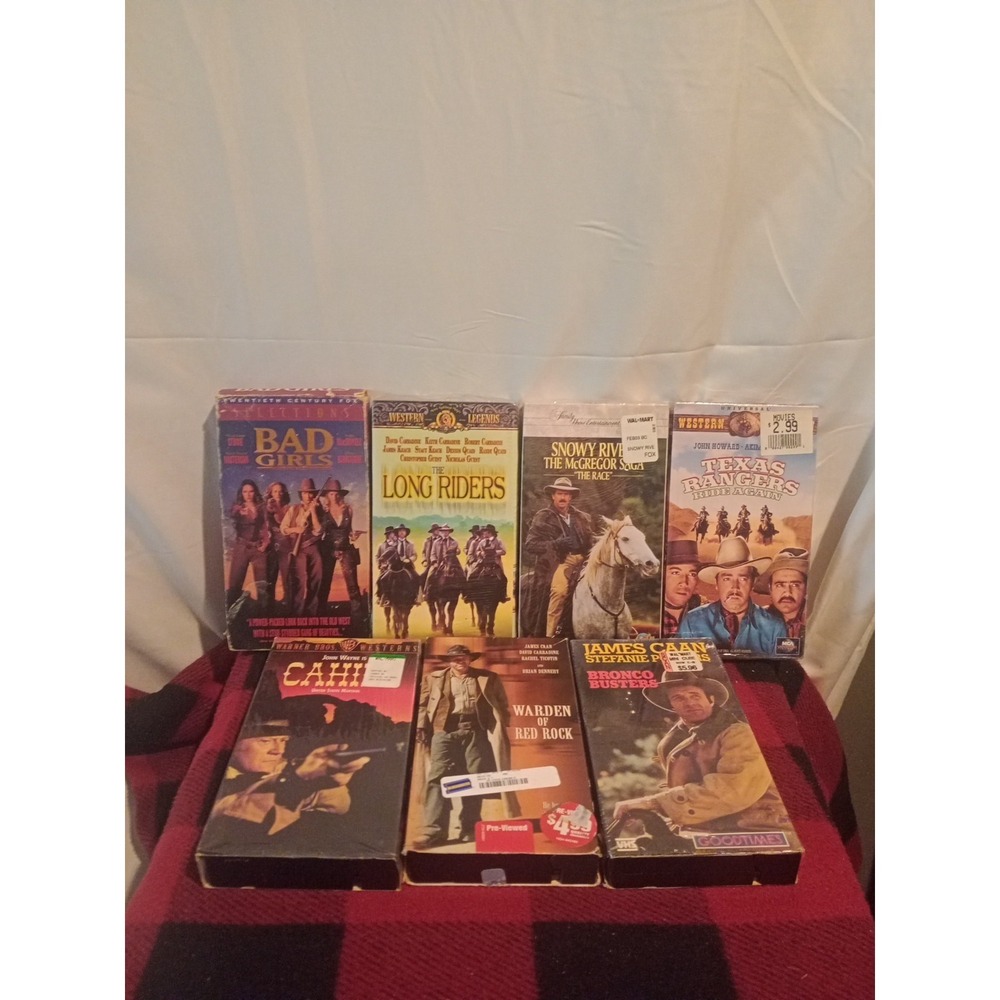 VHS Tapes LOT Western Movies LOT of 7 Tapes TESTED John Wayne James Caan
